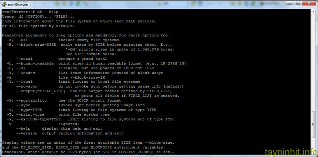 Các lệnh df kiểm tra dung lượng ổ đĩa trên Linux