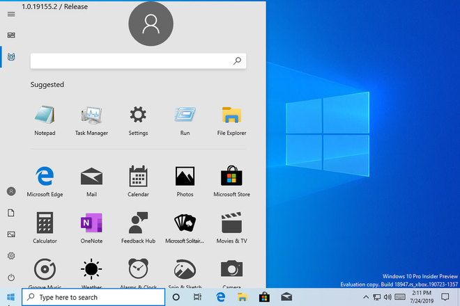 Microsoft vô tình để lộ phiên bản Windows 10 dùng cho nội bộ với Start Menu mới