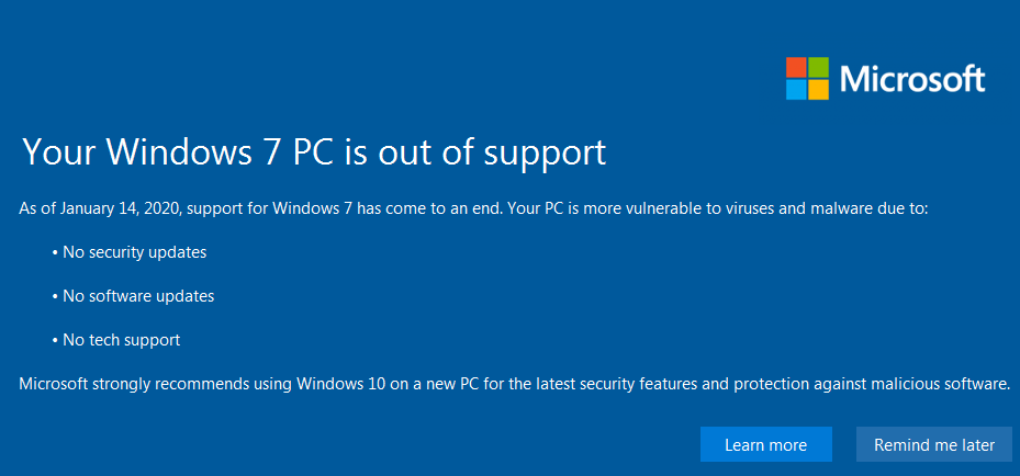 Microsoft chính thức khai tử Windows 7 từ ngày hôm nay