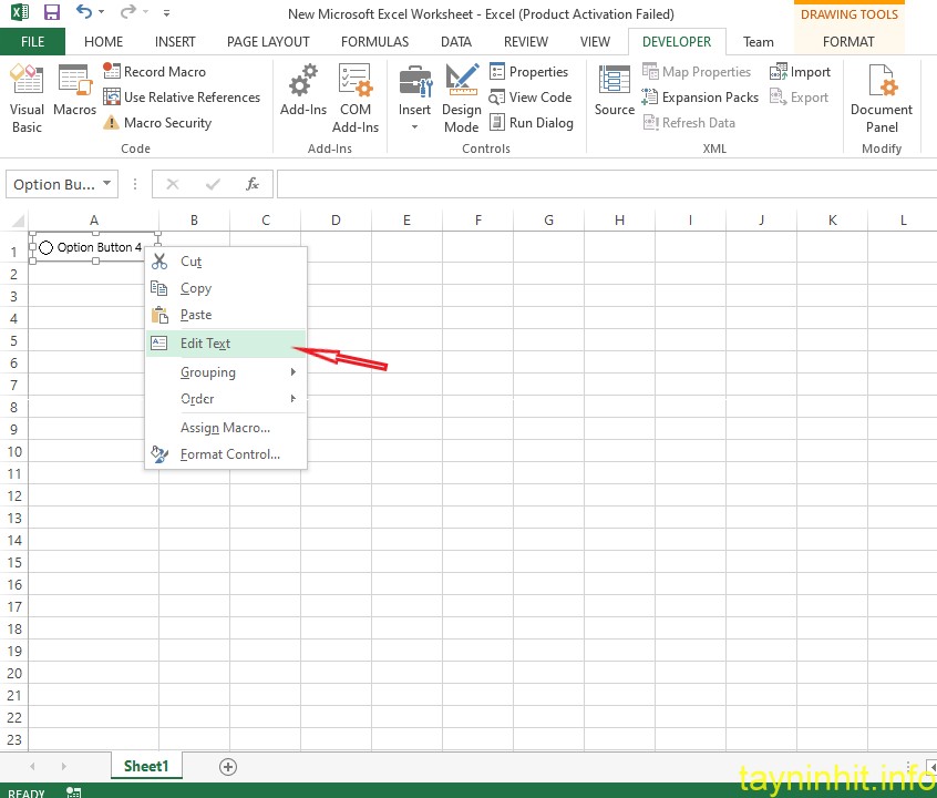 Cách Chèn Nút Tùy Chọn Option Button Trong Excel